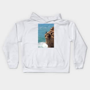 Living dangerously - Cliff fishing at Cabo de São Vicente, Portugal Kids Hoodie